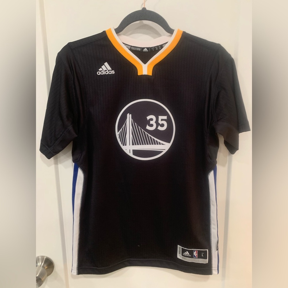 Adidas Warriors Durant Black Jersey with Yellow and White Trim